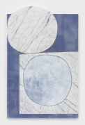 Piece Apart, 2019, Carrara marble, painted canvas mounted to MDF panel