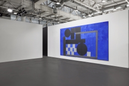 Installation view of&nbsp;&#039;92 Electric Blue Explorer, 2018 by Sam Moyer&nbsp;at Art Basel Unlimited&nbsp;2018, Booth U18, June&nbsp;14 - 17, 2018