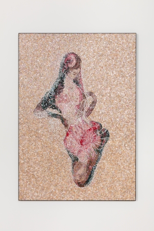 Zarina, 2018, glass mosaic with patinated brass frame