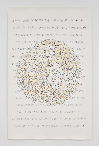 The Six Singing Spheres #2, 2016, ink and gold leaf on paper